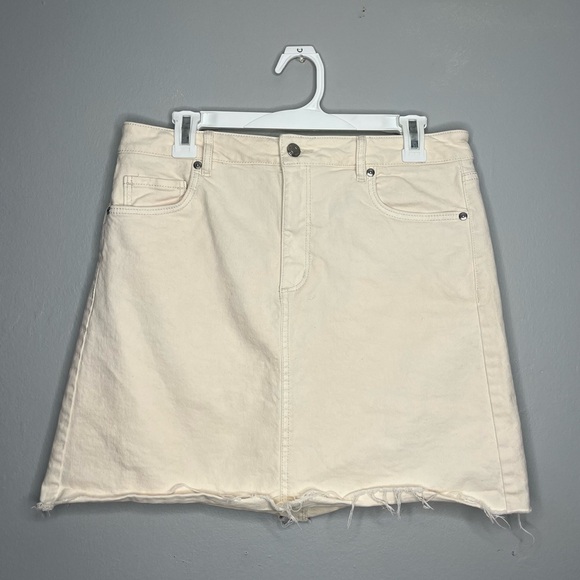 LOFT Dresses & Skirts - Made and Loved LOFT White Cream Denim Distressed Jean Skirt DD